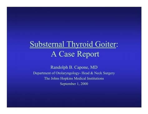 Substernal Thyroid Goiter A Case Report