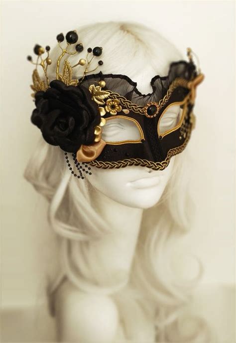 Black And Gold Masquerade Mask With Various Accents Venetian Style