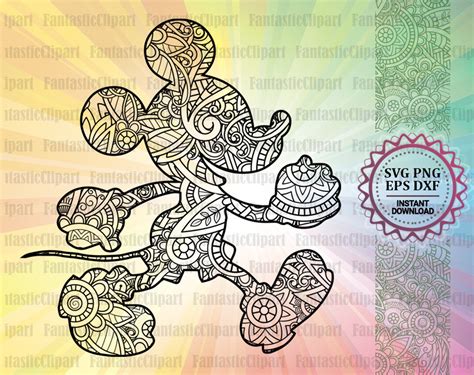 Mickey Mouse Svg Mickey Zentangle Mickey Mandala Svg Mickey Etsy