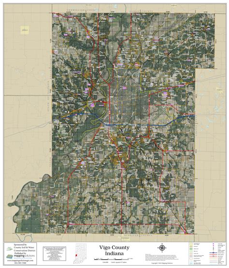 Vigo County Indiana 2022 Aerial Wall Map Mapping Solutions