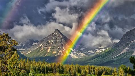 Mountains Natur Regenbogen Wallpaper Rainbow In The Mountains