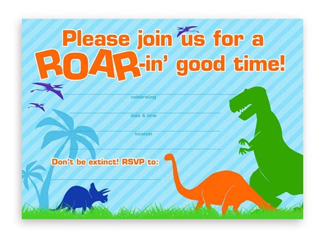 Dinosaur Party Large Invitations 20 Invitations 20 Envelopes