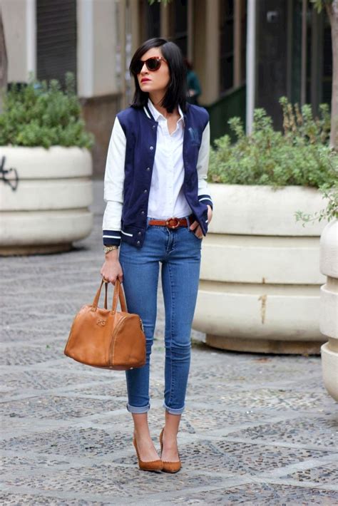 10 ways to wear a varsity jacket lauren messiah