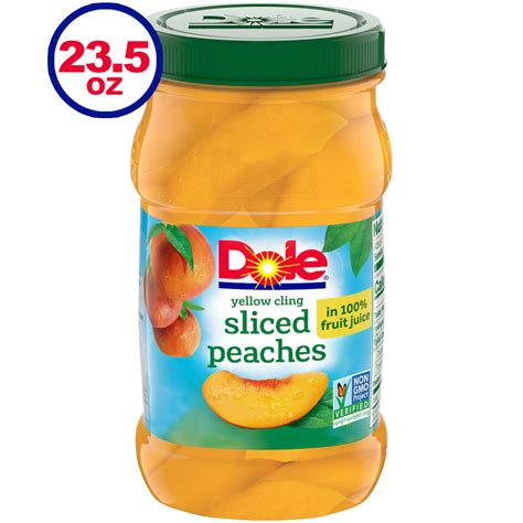 Dole Yellow Cling Sliced Peaches In 100 Fruit Juice Jarred Peaches