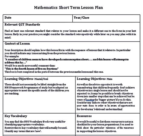 Math Lesson Plan Templates Math Lesson Plans Lesson Plan Templates