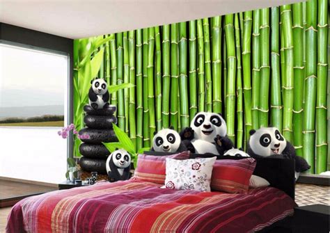Custom Mural 3d Room Wallpaper Landscape Green Bamboo Lovely Panda Wall