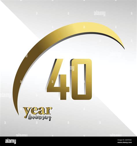 40 Year Anniversary Logo Vector Template Design Illustration Gold And