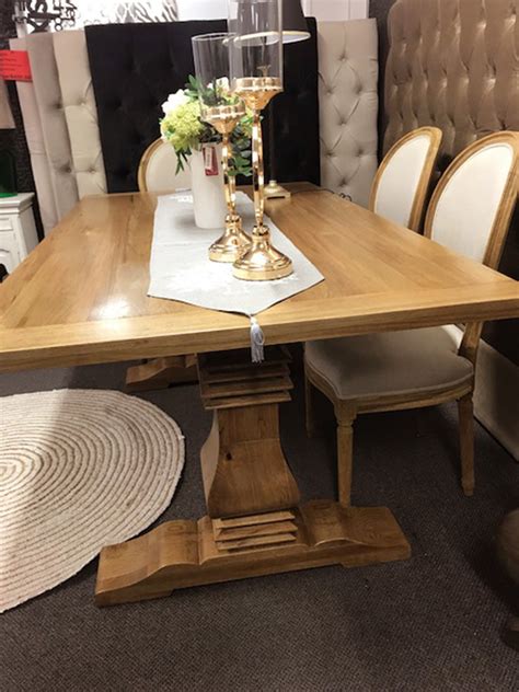 18m Oak Wood Trestle Dining Table Homeabout