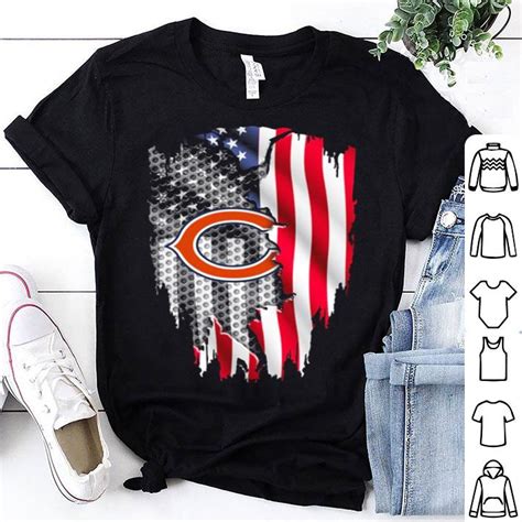 Chicago Bears American Flag Shirt Hoodie Sweater Longsleeve T Shirt