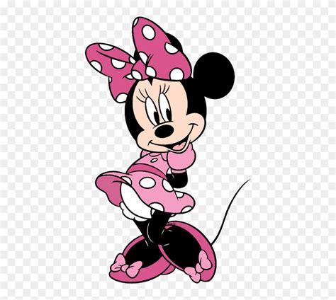 Minnie Waving Standing With Arms Behind Back In Pink Minnie Mouse