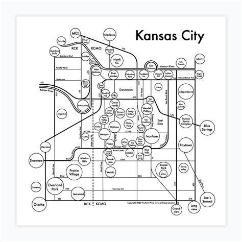 Kansas City Map Print Archies Press