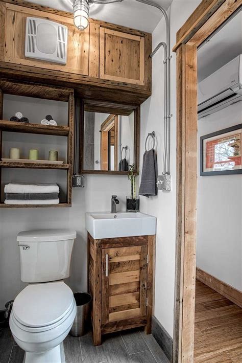 This tiny house also maximized kitchen storage by hanging pots and pans and using open shelving. Beautiful Bathroom And Kitchen Design Ideas | Tiny house ...