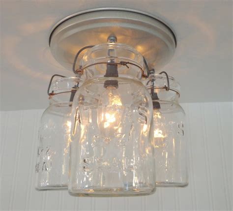 Mason Jar Ceiling Light Hanging Vintage Quarts Etsy