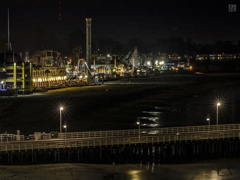 Quiet Night At Santa Cruz Boardwalk 1 Beach Wallpaper By Lycheng99