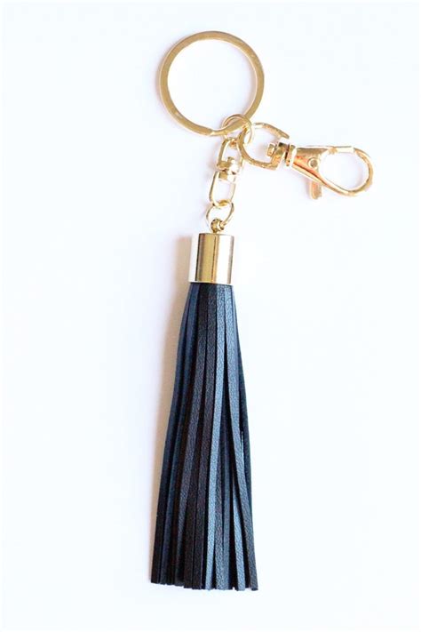 Black Leather Keyring Leather Tassel Keychain Tassel Purse Charm