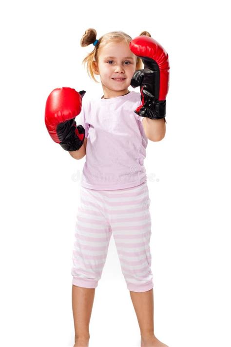 Beautiful Girl In Boxing Gloves Punching Stock Photo Image Of