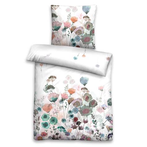 Mako Satin Bettw Sche Blumen Aquarell Kaufen Home