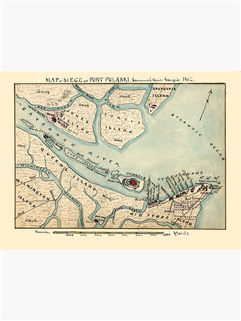 The Siege Of Fort Pulaski 1862 Civil War Map Sticker For Sale By