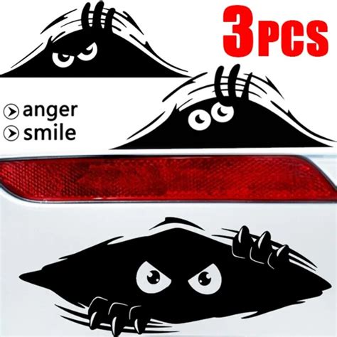 ⚔funny Peeking Monster Car Stickers Smile And Anger Waterproof Vinyl