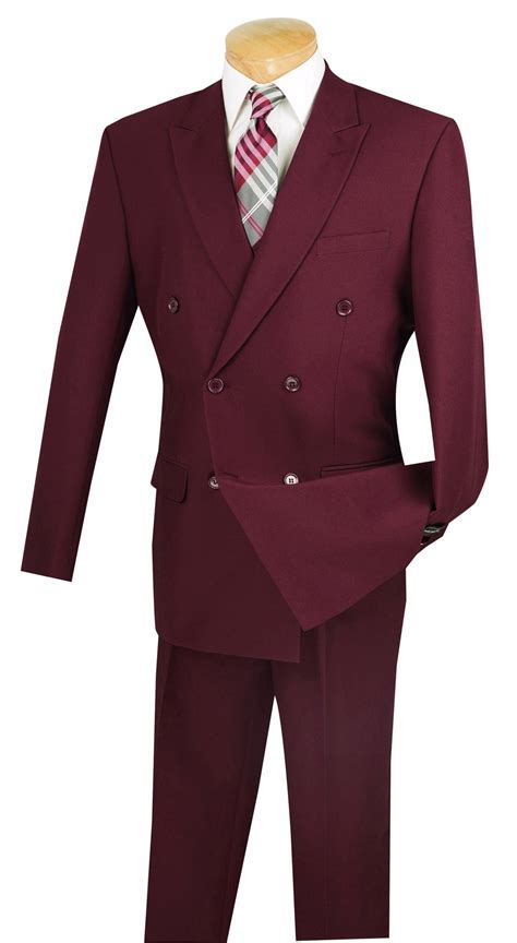 Atlantis Collection Burgundy Regular Fit Double Breasted 2 Piece Suit