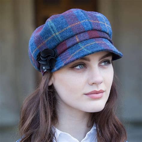 Ladies Irish Wool Newsboy Blue Red Plaid News Boy Hat Outfits With Hats Newsboy Hat