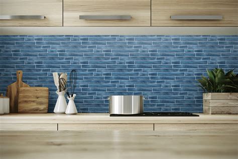 Brushed Metal Tile Peel And Stick Wallpaper In Denim Blue By Nextwall