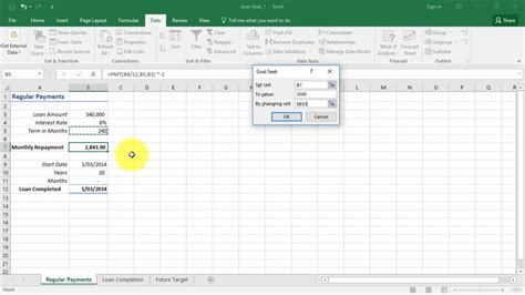Using Goal Seek In Microsoft Excel 2016 Youtube