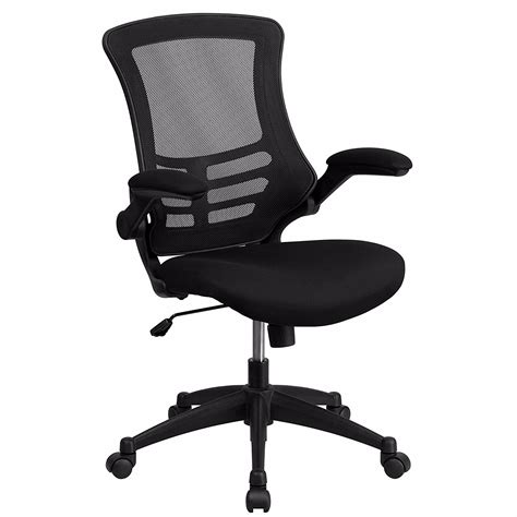 Flash Furniture Mid Back Black Mesh Swivel Task Chair With Flip Up Arms