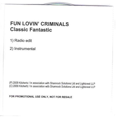 Fun Lovin Criminals Classic Fantastic 2009 Cdr Discogs