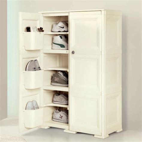 Tontarelli Shoe Cabinet 12 Shelves 6 Side Pockets 2 Doors Plastic