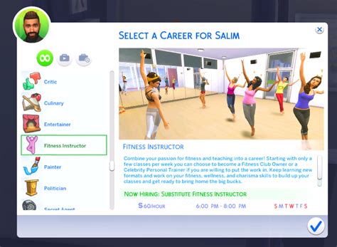 Mod The Sims Updated For June 2019 Patch Fitness Instructor Career