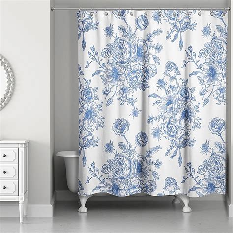 Designs Direct Vintage Rose Shower Curtain In Blue In 2020 Blue