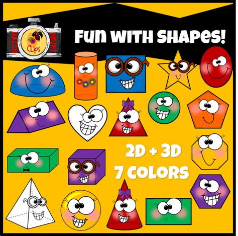 2d 3d Fun Shapes Clipart Teacha