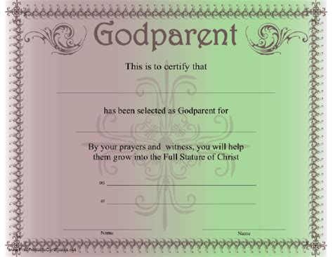 Godparent Certificate Template Free Printable Templates