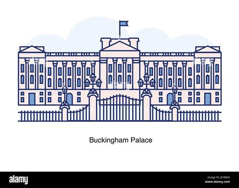 Vector Line Illustration Of Buckingham Palace London England Stock