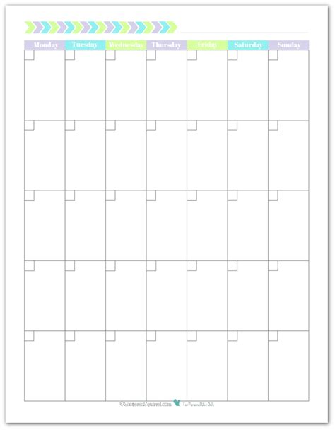 Printable Full Page Calendar