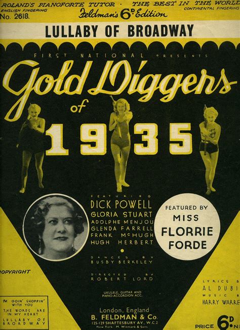 lullaby of broadway [vintage piano sheet music] first national presents gold diggers of 1935