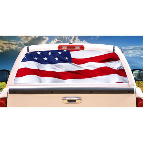American Flag Rear Window Graphic Truck View Thru Vinyl Decal Back