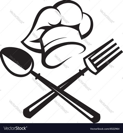 Spoon Fork And Chef Hat Royalty Free Vector Image