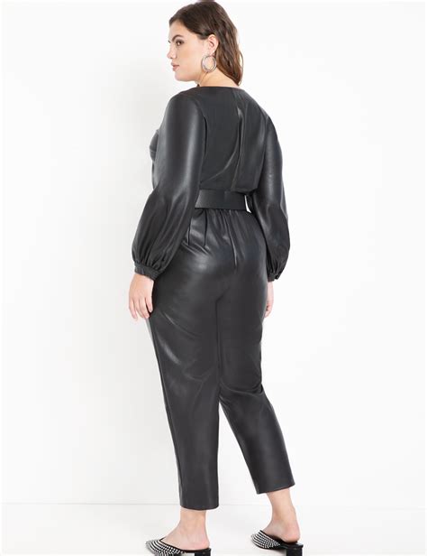 Faux Leather Jumpsuit Womens Plus Size Dresses Eloquii Leather Jumpsuit Jumpsuits For