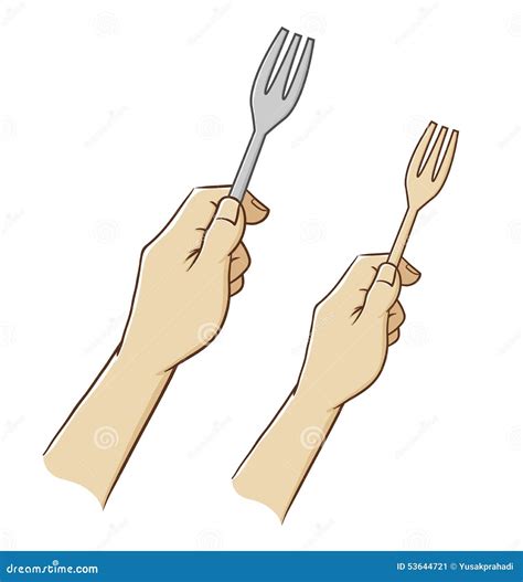 Hand Holding A Fork Stock Vector Illustration Of Restaurant 53644721
