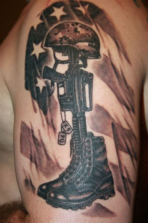 39+ memorial cross tattoos ideas. Fallen soldier memorial tattoo | Marine Corps | Pinterest ...