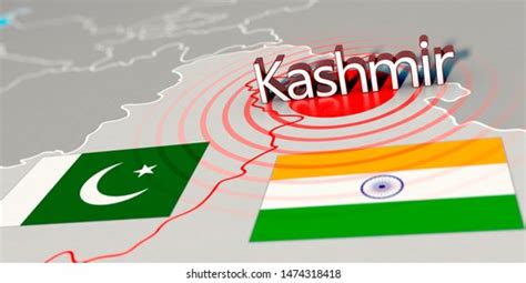 3dillustration Kashmir Conflict Between India Pakistan Stock