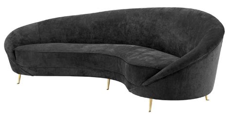 Casa Padrino Designer Velvet Sofa Black Brass 245 X 87 X H 79 Cm