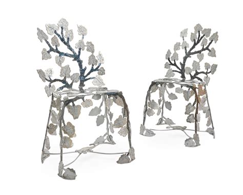 At Auction Joy De Rohan Chabot French 1942 A Pair Of Silvered And Lacquered Leaf Chairs