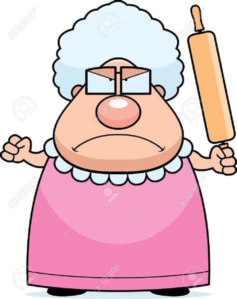 A Cartoon Grandma With An Angry Expression Cartoon Grandma Grandma