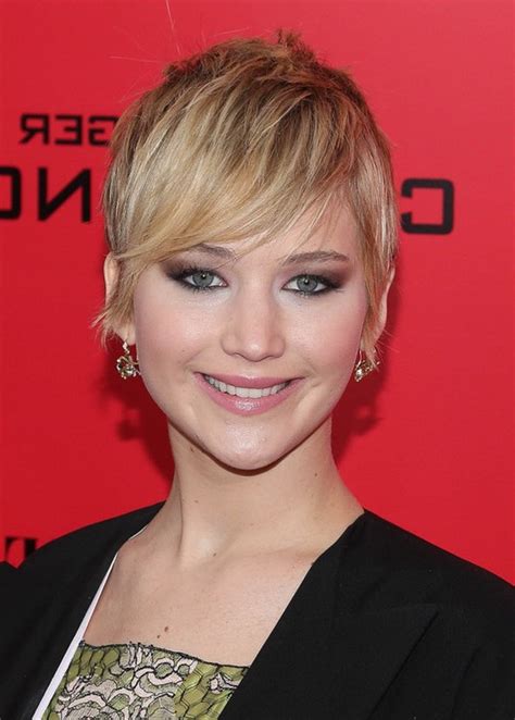 Jennifer Lawrence Cute Short Pixie Cut With Emo Bangs Styles Weekly