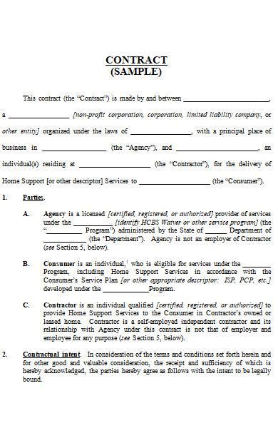 Free 25 Sample Contracts In Pdf Ms Word Excel