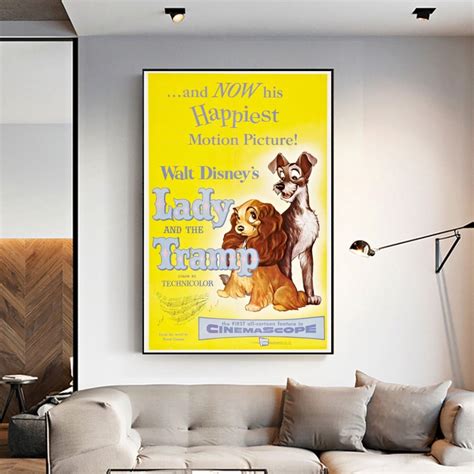 Lady And The Tramp 1955 Movie Poster Retro Movie Canvas Etsy