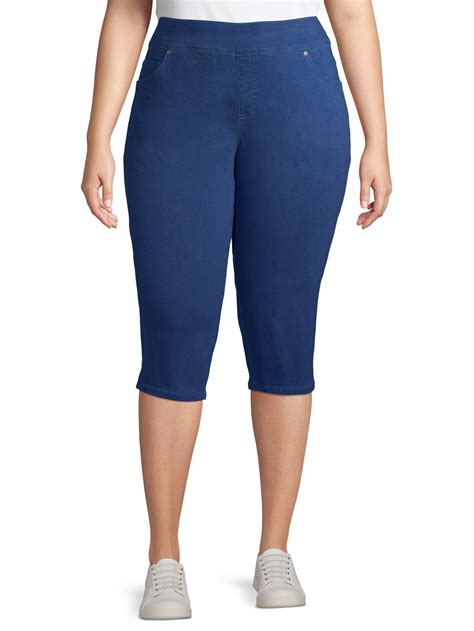 Terra Sky Women S Plus Size Stretch Pull On Denim Capris Walmart Com